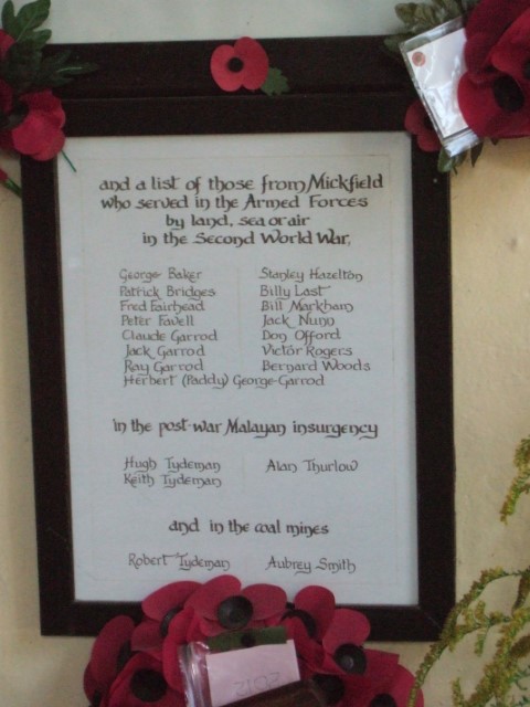 Mickfield War Memorial WW2